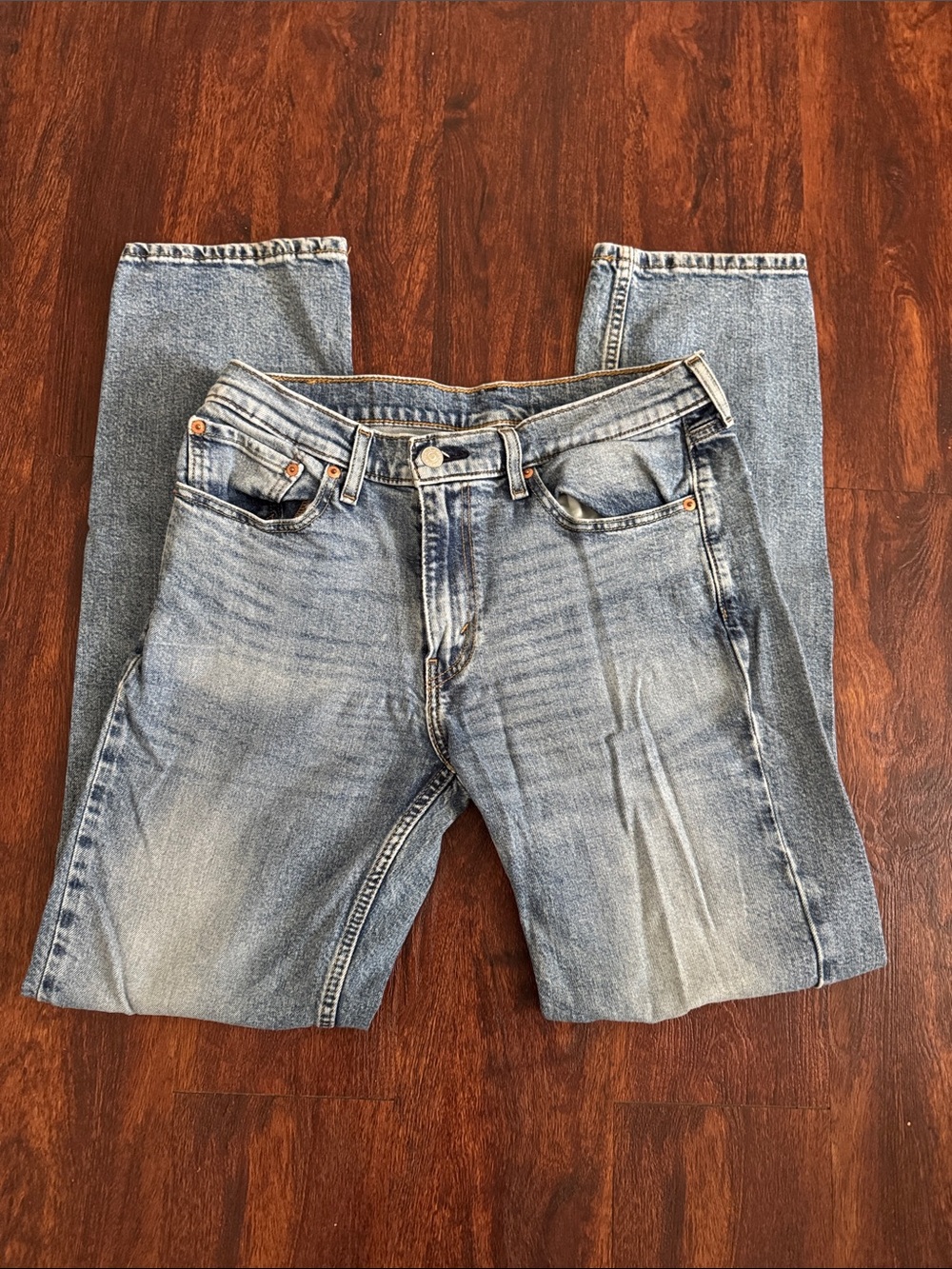 Levi's Men's Straight Jeans - Light Blue with Tan Patch 32W -34L